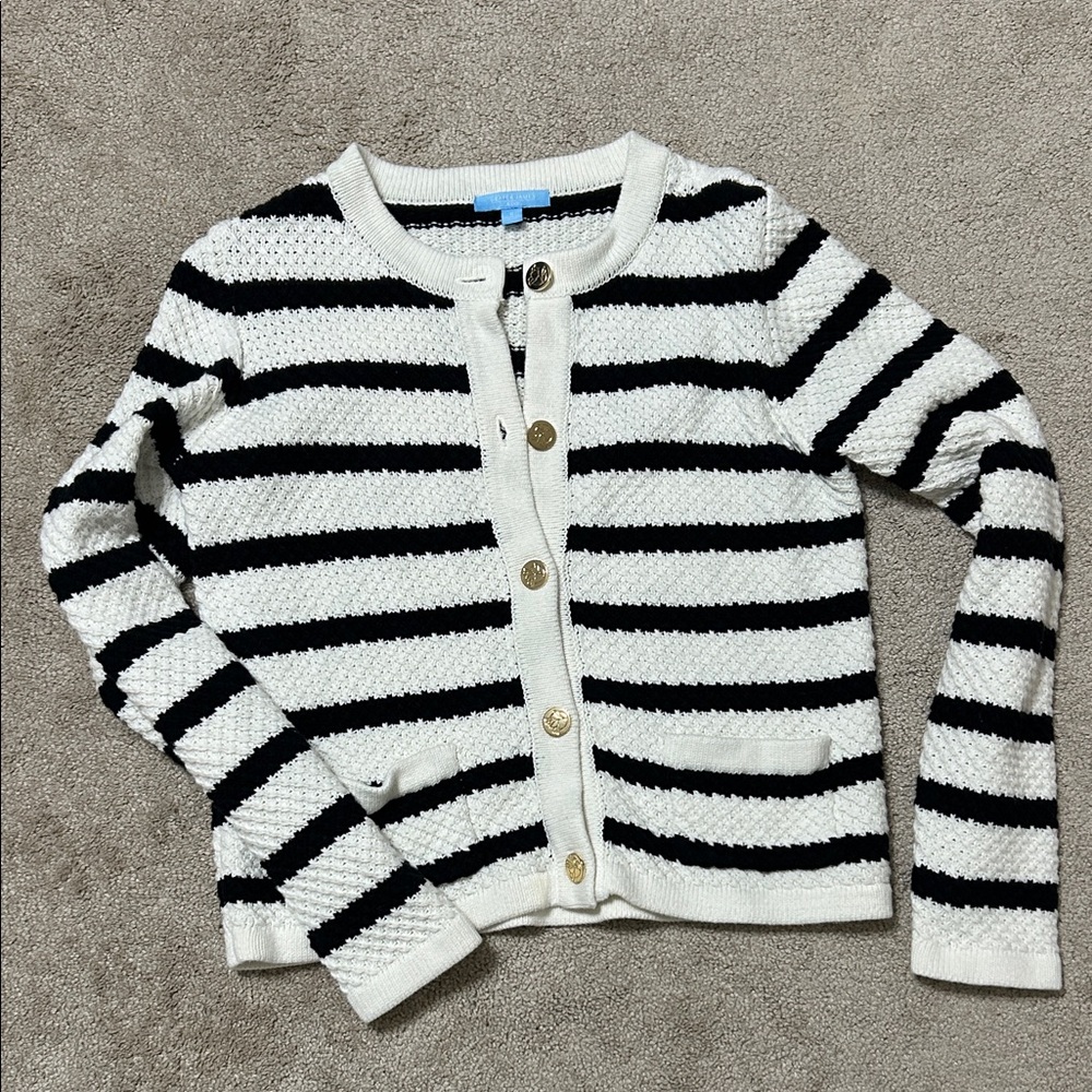 Draper James Women’s Black & White Striped Button-Front Sweater